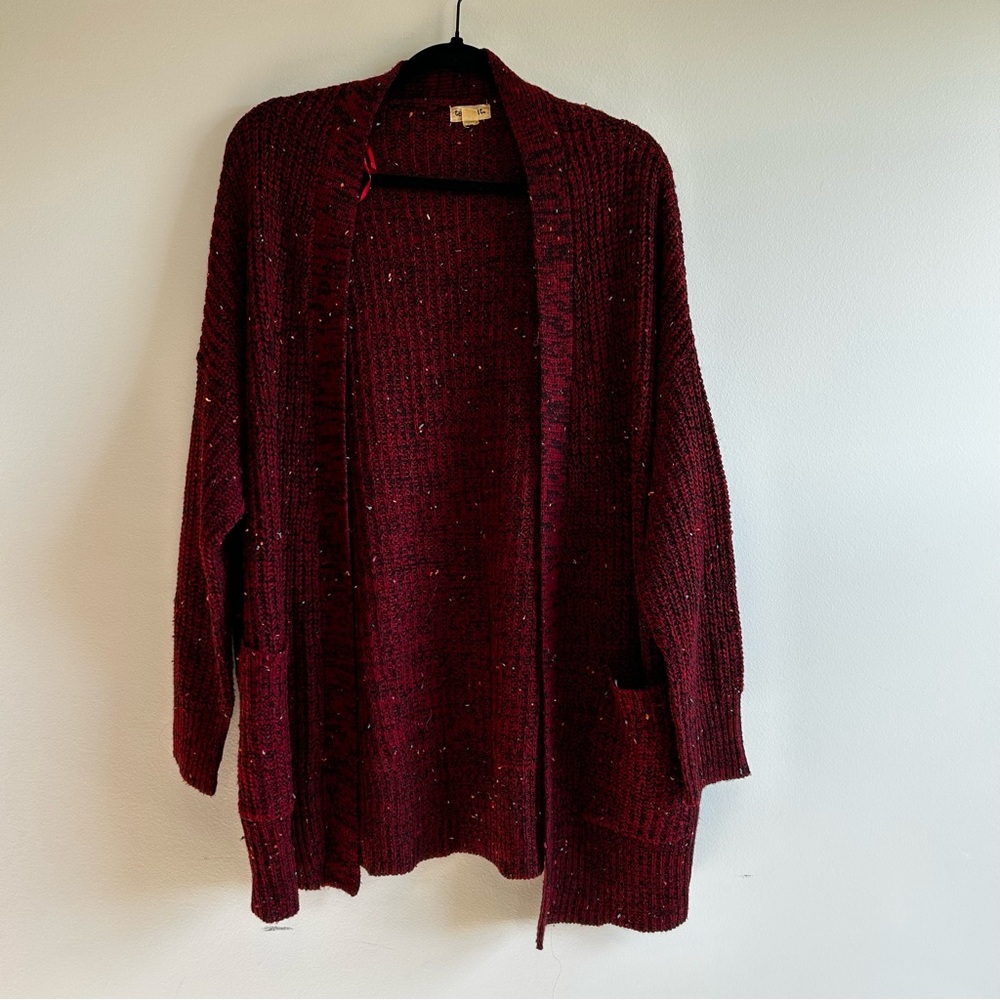 Takeout Red Open-Front Cardigan, Size XL